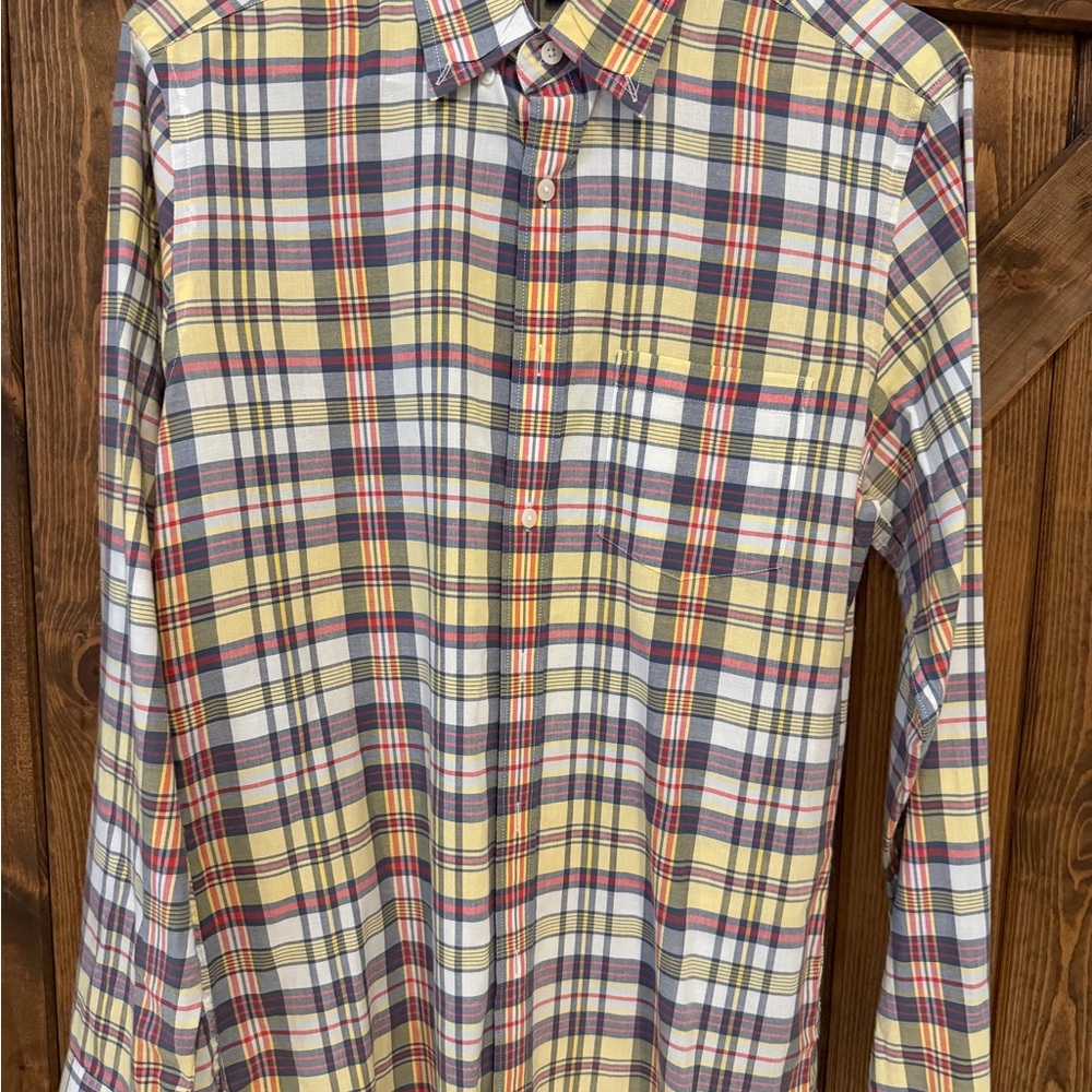 J. Crew Men's Plaid Button Down Shirt - Yellow, Red, Blue